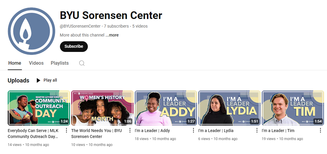 BYU Sorensen Center YouTube